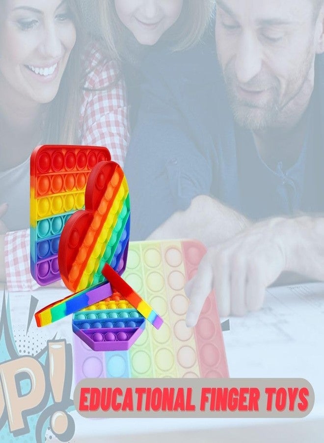 سايج سكوير ألعاب Sage Square Pop It Fidget، هدايا Pop Its Fidgets للأطفال، مجموعة ألعاب Fidget الحسية Popit Popits أفكار هدايا عيد الميلاد للأطفال من الجنسين (دائرة، مثمن، قلب ومربع) - Image 2